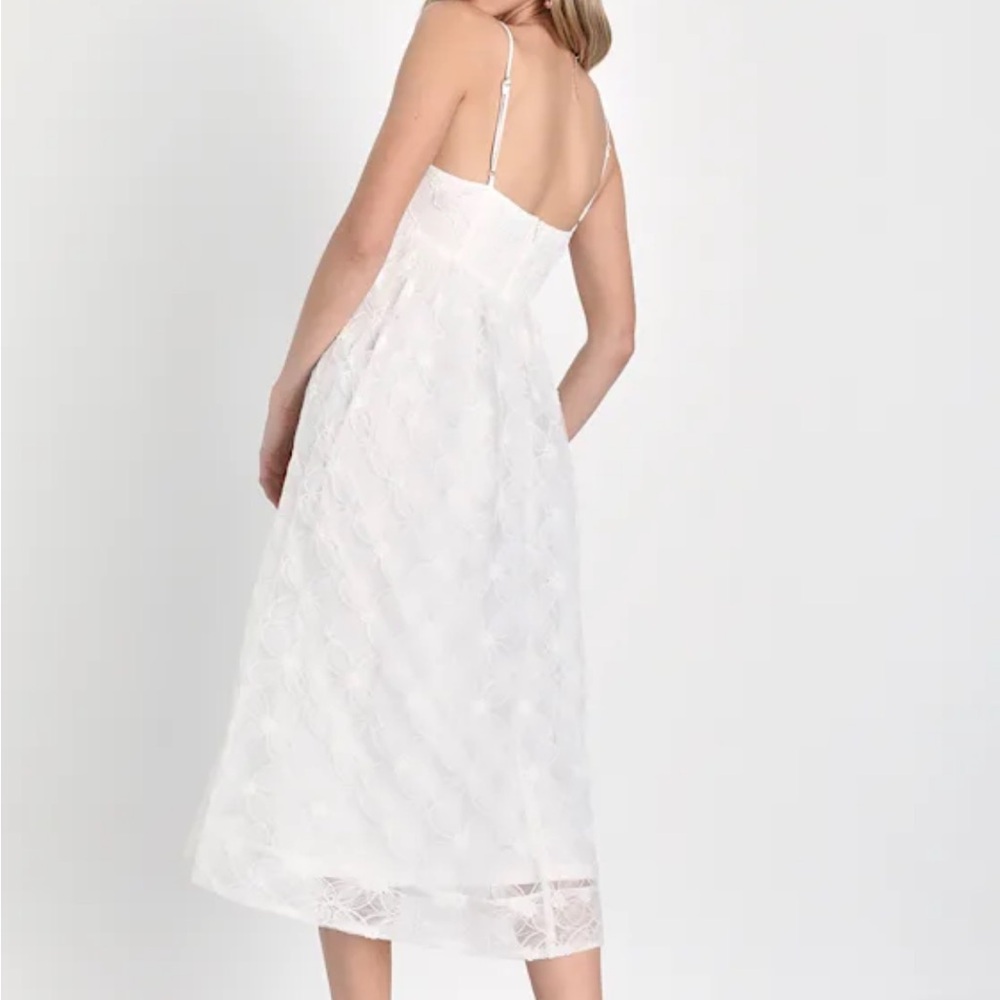 Lulu's Ivory Florql Tulle Midi Dress - Picture 2 of 12